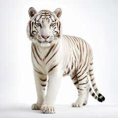Obraz premium View of white tiger in white background, Generated by Ai.