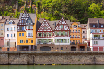 View of sunny Cochem, beautiful town on romantic Moselle river, Germany