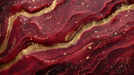 Obraz premium Abstract exclusive red paint with a hint of gold wallpaper. Detailed stroke of paint.