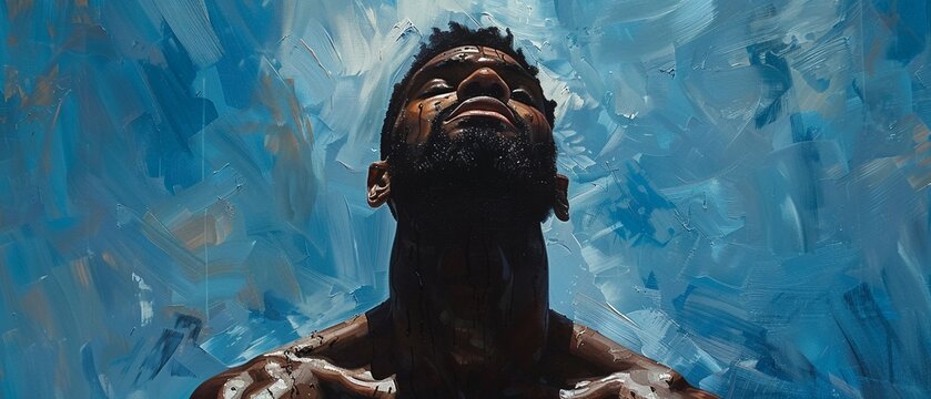 The artwork evokes a sense of empowerment, inviting the viewer to admire the mans confidence 8K , high-resolution, ultra HD,up32K HD