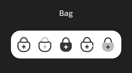 Add Bag icons in 5 different styles as vector