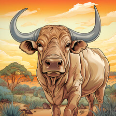 African buffalo - obrazy, fototapety, plakaty