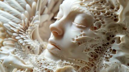 Sculptural Artwork of a Coral-Inspired Face
