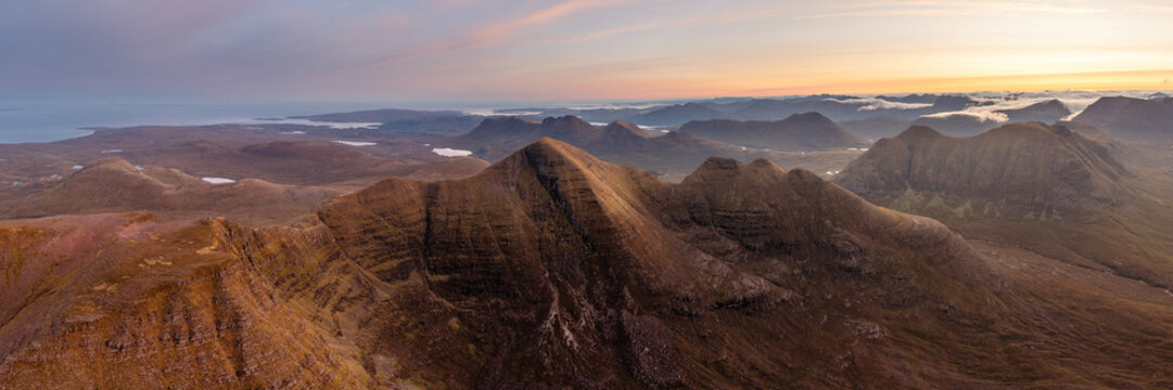 Beinn Alligin Mountain at sunrise Torridon Scottish Highlands