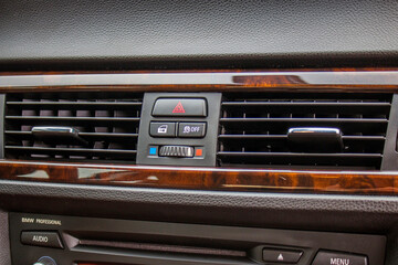 Car air conditioning panel close up