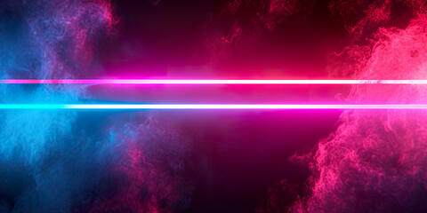 neon lights banner with copy space black background, illustration