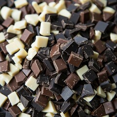Dark, milk, and white chocolate pieces
