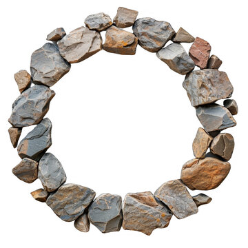Rock stone circle frame for photo or picture with no background