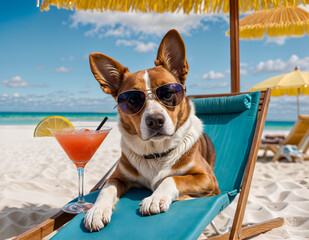 dog chilling on the beach