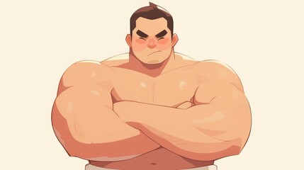 Fototapeta premium Illustration of a male sumo wrestler in a cartoon 2d icon showcasing a professional figure isolated in a premium quality flat cartoon style