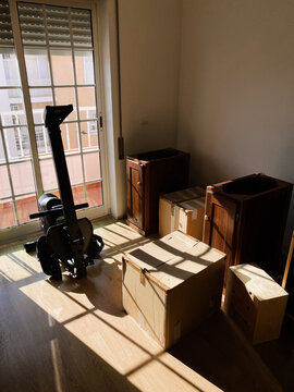 Room full of boxes after moving
