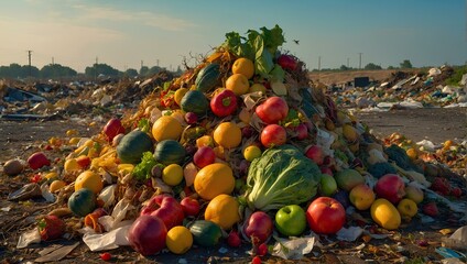 pile of food scraps. food waste. Generative ai - obrazy, fototapety, plakaty