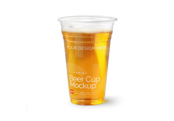 Beer Plastic Cup Mockup - obrazy, fototapety, plakaty
