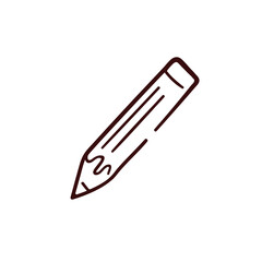 Pencil icon in line art style. Design for stationery store. Vector illustration isolated on a white background.