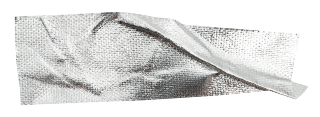 Silver tape on a white background. Crumpled adhesive tape isolate