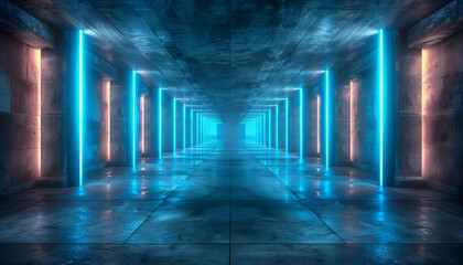 futuristic underground tunnel Generative AI
 - obrazy, fototapety, plakaty