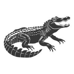 Obraz na płótnie Canvas Silhouette alligator animal black color only full body
