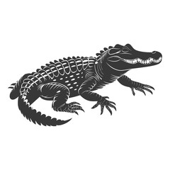 Obraz premium Silhouette alligator animal black color only full body