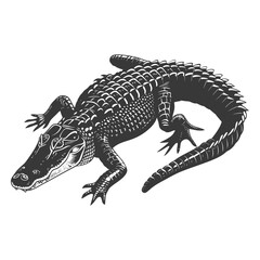 Fototapeta premium Silhouette alligator animal black color only full body
