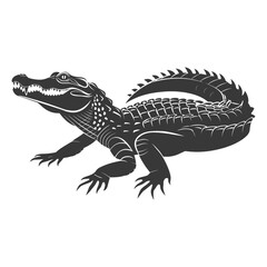Fototapeta premium Silhouette alligator animal black color only full body