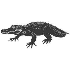 Silhouette alligator animal black color only full body - obrazy, fototapety, plakaty