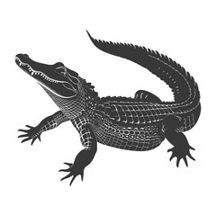 Naklejka premium Silhouette alligator animal black color only full body