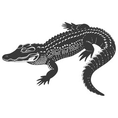 Obraz premium Silhouette alligator animal black color only full body