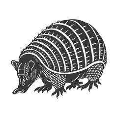 Silhouette armadillo animal black color only full body