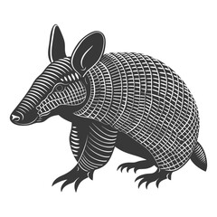 Silhouette armadillo animal black color only full body