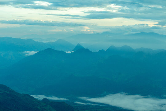 Panorama of the Andes Mountains from the Cerro las Nubes, Mount of the Clouds, in Jerico, Jeric&oacute;, Antioquia, Colombia. View on Cerro Tusa, Mount Tusa.
