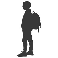 Silhouette back to school boy student black color only