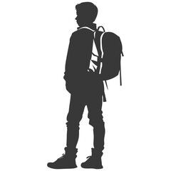 Silhouette back to school boy student black color only