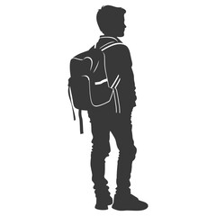 Silhouette back to school boy student black color only