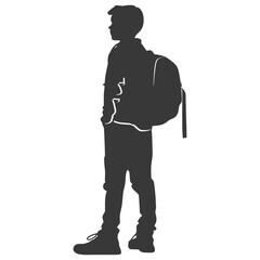 Silhouette back to school boy student black color only