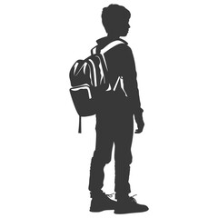 Obraz premium Silhouette back to school boy student black color only