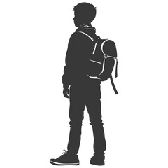 Silhouette back to school boy student black color only
