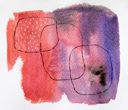 Abstract watercolor in purple and red