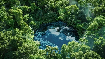 Foto op Canvas A sinkhole in the middle of a jungle photographed from above   © Awais
