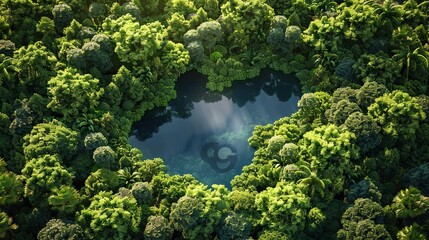 A sinkhole in the middle of a jungle photographed from above

