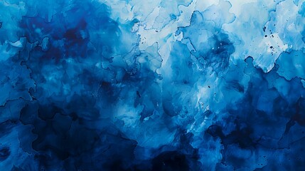 Abstract blue watercolor background. Watercolor painting on paper texture.