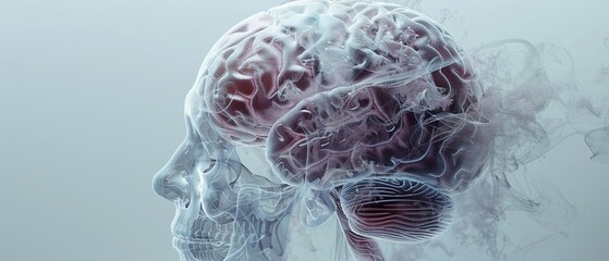The outlines are detailed and intricate, showing the complex structure of the brain and its inner workings 8K , high-resolution, ultra HD,up32K HD - obrazy, fototapety, plakaty