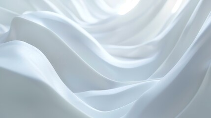 Fototapeta premium Closeup of rippled white silk fabric lines. 3d render illustration