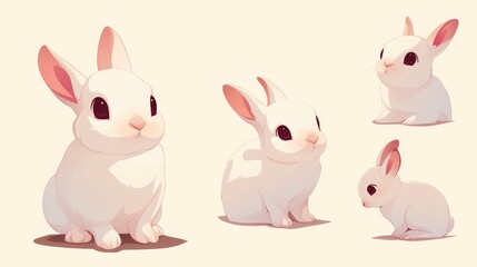 Obraz premium Illustration of a charming rabbit in a cartoon style perfect for nature and animal icons This premium 2d design captures the essence of cuteness in a flat cartoon format
