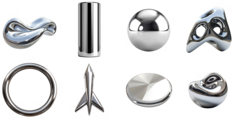Chrome metal isolated 3d steel shape