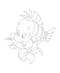 fish coloring page for kids and adults black and white coloring book page