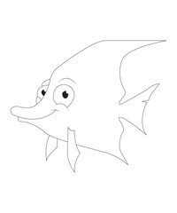 fish coloring page for kids and adults black and white coloring book page
