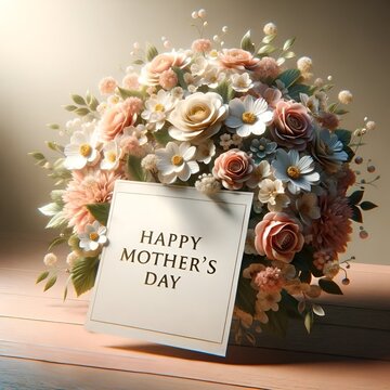 Happy mother's day card with beautiful fowers..