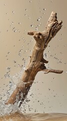 Natural Elegance, Suspended Dried Wood with Splashing Water