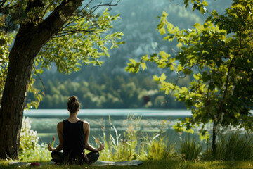 A person practicing yoga in a peaceful environment