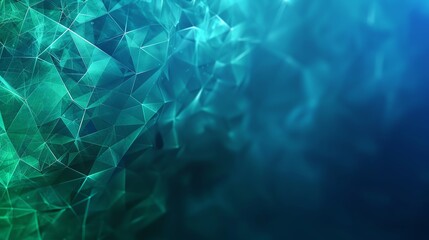 Abstract blue and green low poly background, representing digital healing and technology in medicine, with space for text and graphics